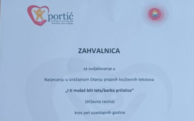 Zahvalnica Osnovnoj školi Čavle