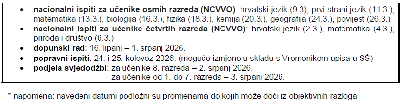 godišnji kalendar 25-26 - 2